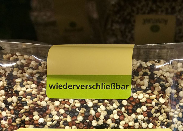 [Translate to 中文:] Wiederverschließbares Etikett Lebensmittel-Etikettierung bei HERMA
