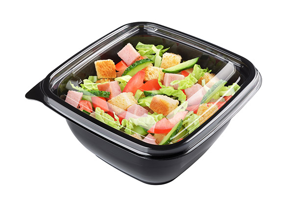 [Translate to 中文:] Lebensmittel-Etikettierung von Salat in Plastikboxen