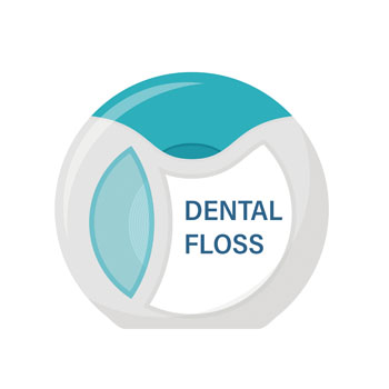 Zahnseide in einer runden Verpackung mit der Aufschrift "DENTAL FLOSS".