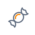 Ein stilisiertes Logo mit einem grauen und orangefarbenen Design, das eine abstrakte Form darstellt.