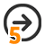 Orange Zahl "5" vor einem grauen Pfeil, der nach rechts zeigt, umgeben von einem Kreis.
