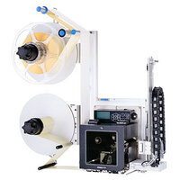 Ein Gerät zur Verarbeitung von Folien, ausgestattet mit zwei Spulen und einem Kontrollpanel, das für industrielle Anwendungen konzipiert ist.